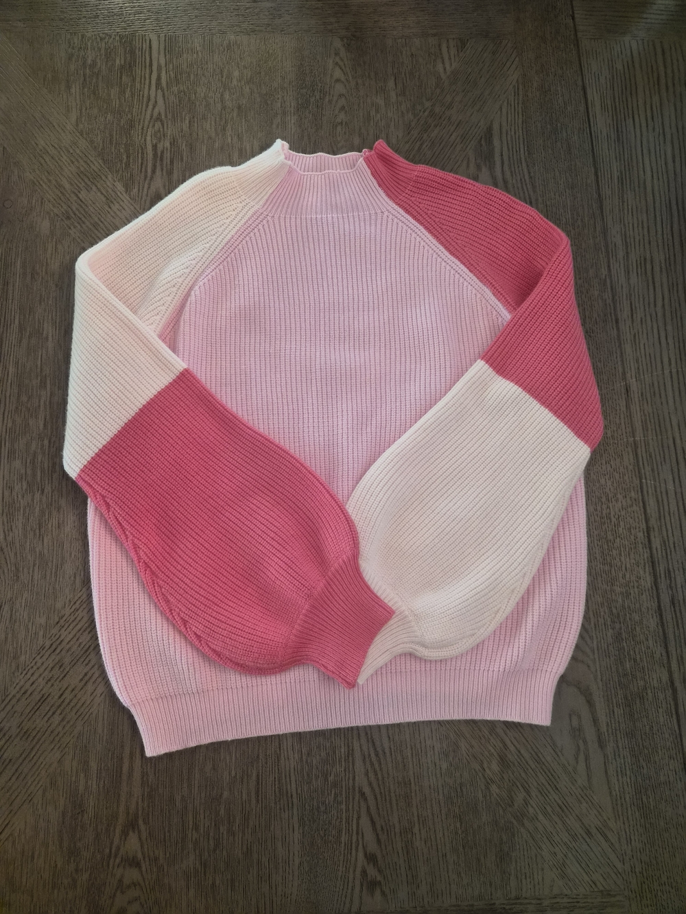 Pink Lily Pink & Cream Colorblock Crewneck Sweater
